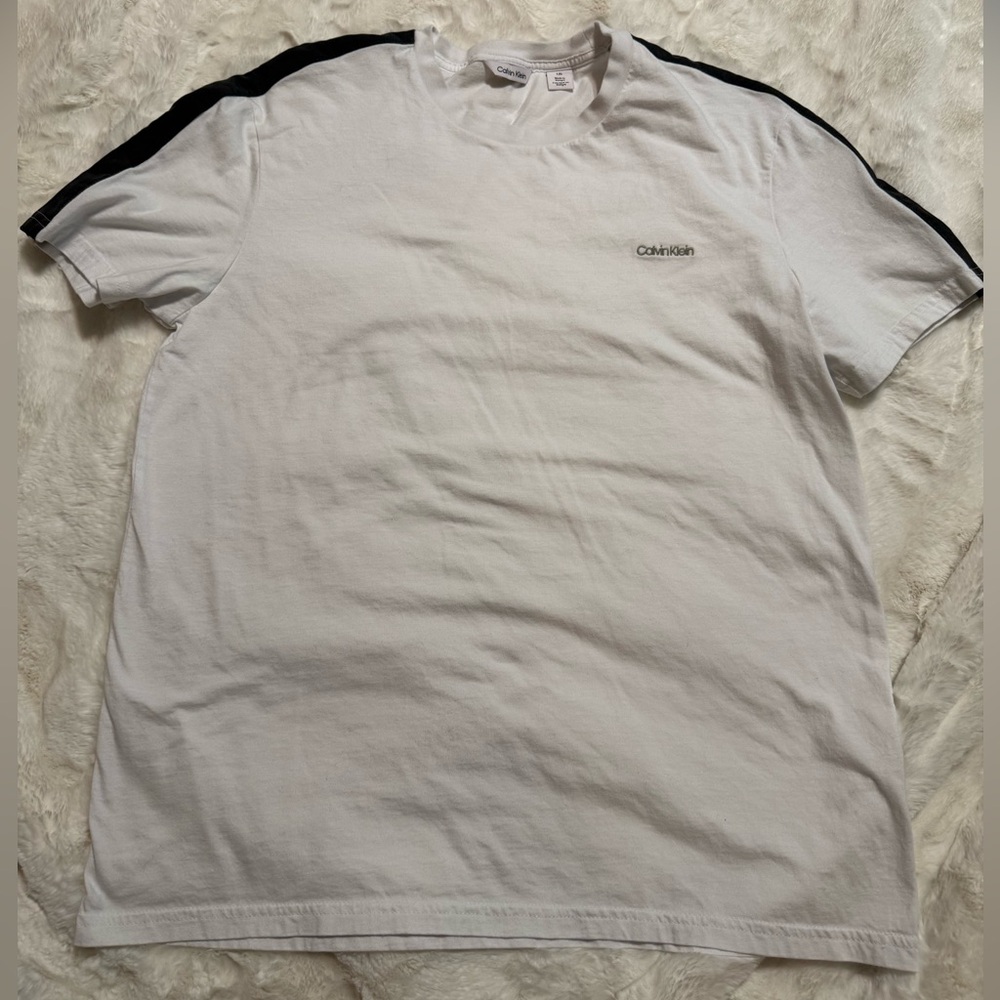 Calvin Klein White T-Shirt with Grey Accents